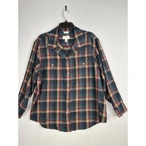 Talbots Shirt Womens Medium Plaid Wool Elbow Patch Jacket Made in Italy